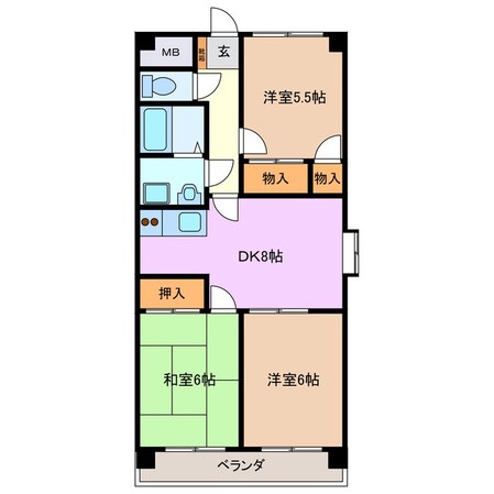 阿倉川駅 徒歩17分 3階の物件間取画像